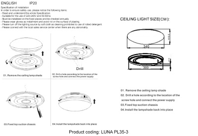 Светильник Crystal Lux LUNA PL35-3
